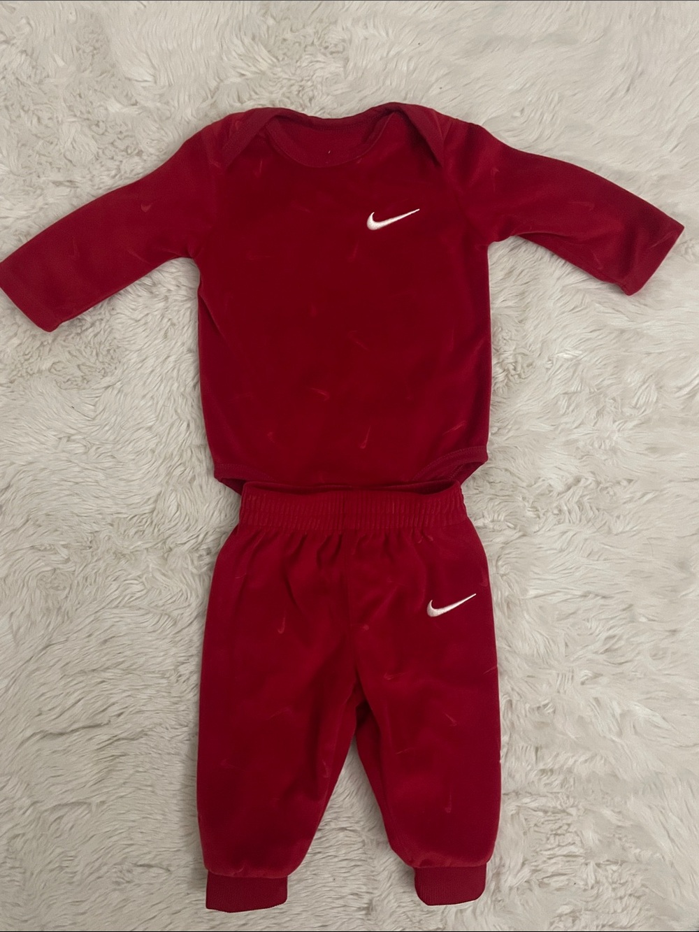 Nike Infant Red Velour Two-Piece Outfit
